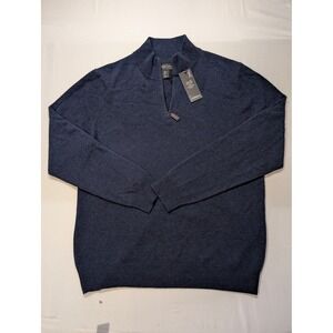 Christian Lacroix Mens Large 100% Cashmere 1/4 Zip Sweater Blue Pullover NWT